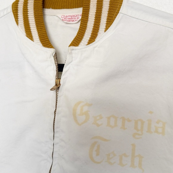 Vintage 50s 60s Champion Georgia Tech Varsity Bomber Jacket Talon Zipper